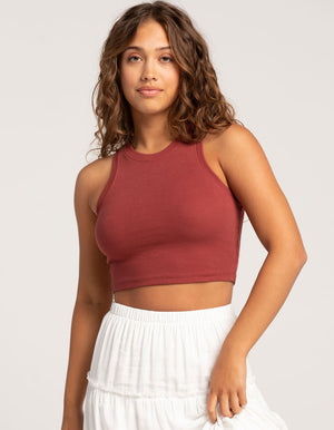 Womens Cami Crop Top - Brown
