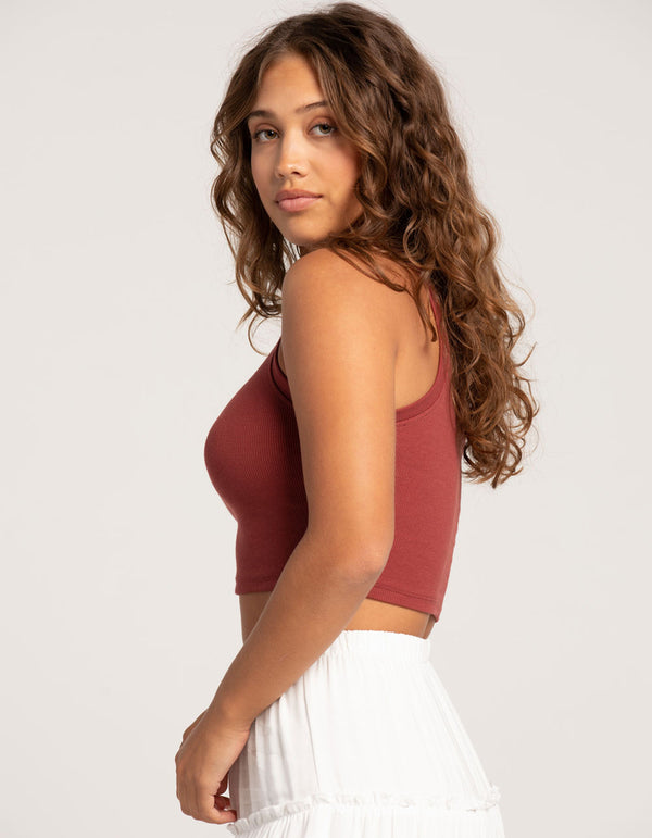 Womens Cami Crop Top - Brown