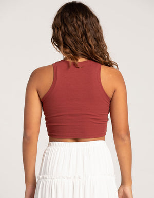 Womens Cami Crop Top - Brown