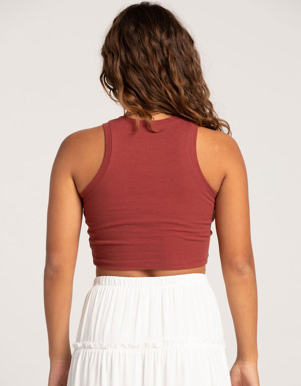 Womens Cami Crop Top - Brown