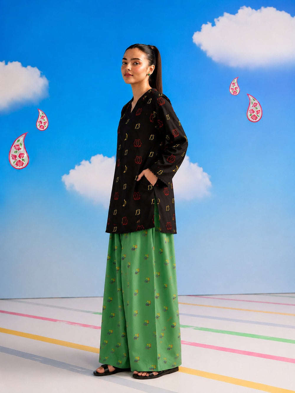 Women Cotton Shirt - Midnight Motif