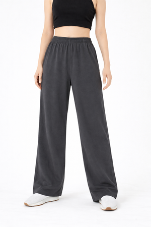 Jersey Wide Leg  Pajama - Charcoal