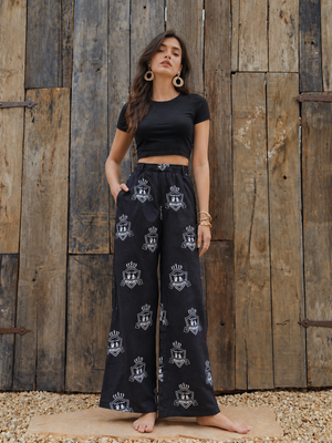 Loungewear Wide-Leg Pajama- Black Badge