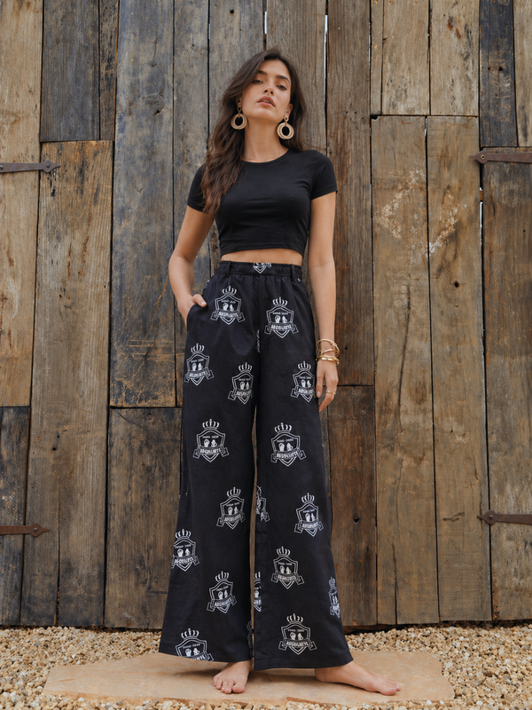 Loungewear Wide-Leg Pajama- Black Badge