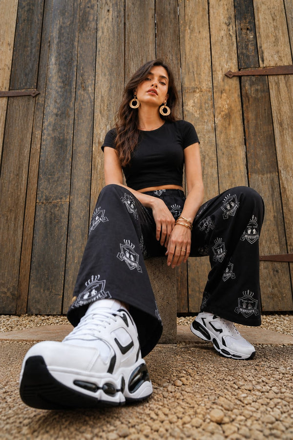 Loungewear Wide-Leg Pajama- Black Badge