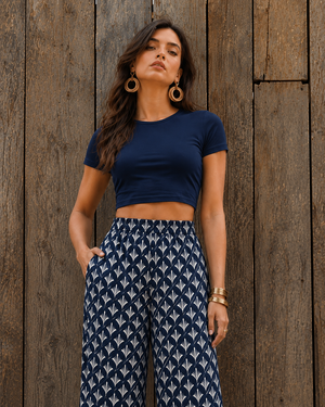 Womens  Crop Top - Navy