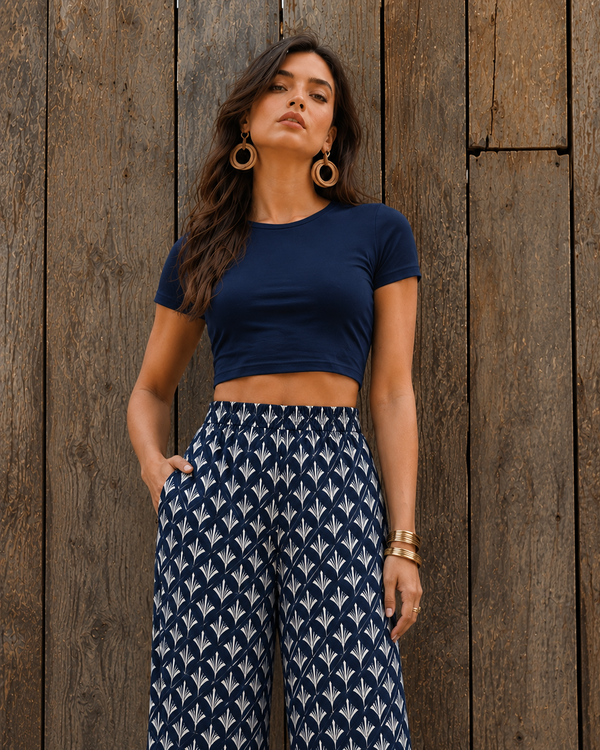 Womens  Crop Top - Navy