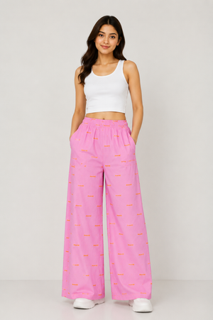 Women Loungewear Dreamy Pink  Wide Leg Pajamas | 100% Cotton (Copy)