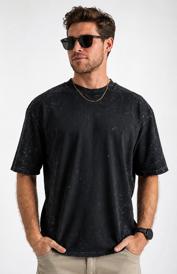 Over Size - Signature Washed Tee | Black |