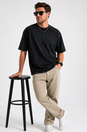Over Size - Signature Washed Tee | Black |