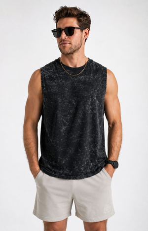 Signature Washed Tank Top | Black |