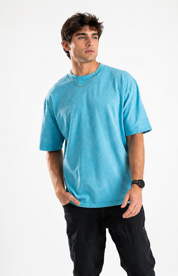 Vintage Sky Blue Oversized Tee
