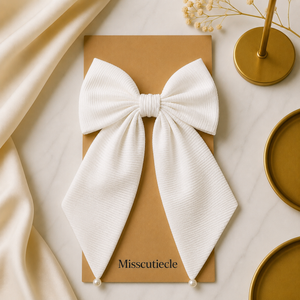 Fashion Pearl Off-White hair bow Clips