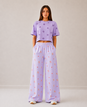 Women Loungewear Hotel Key Wide Leg Pajamas | 100% Cotton
