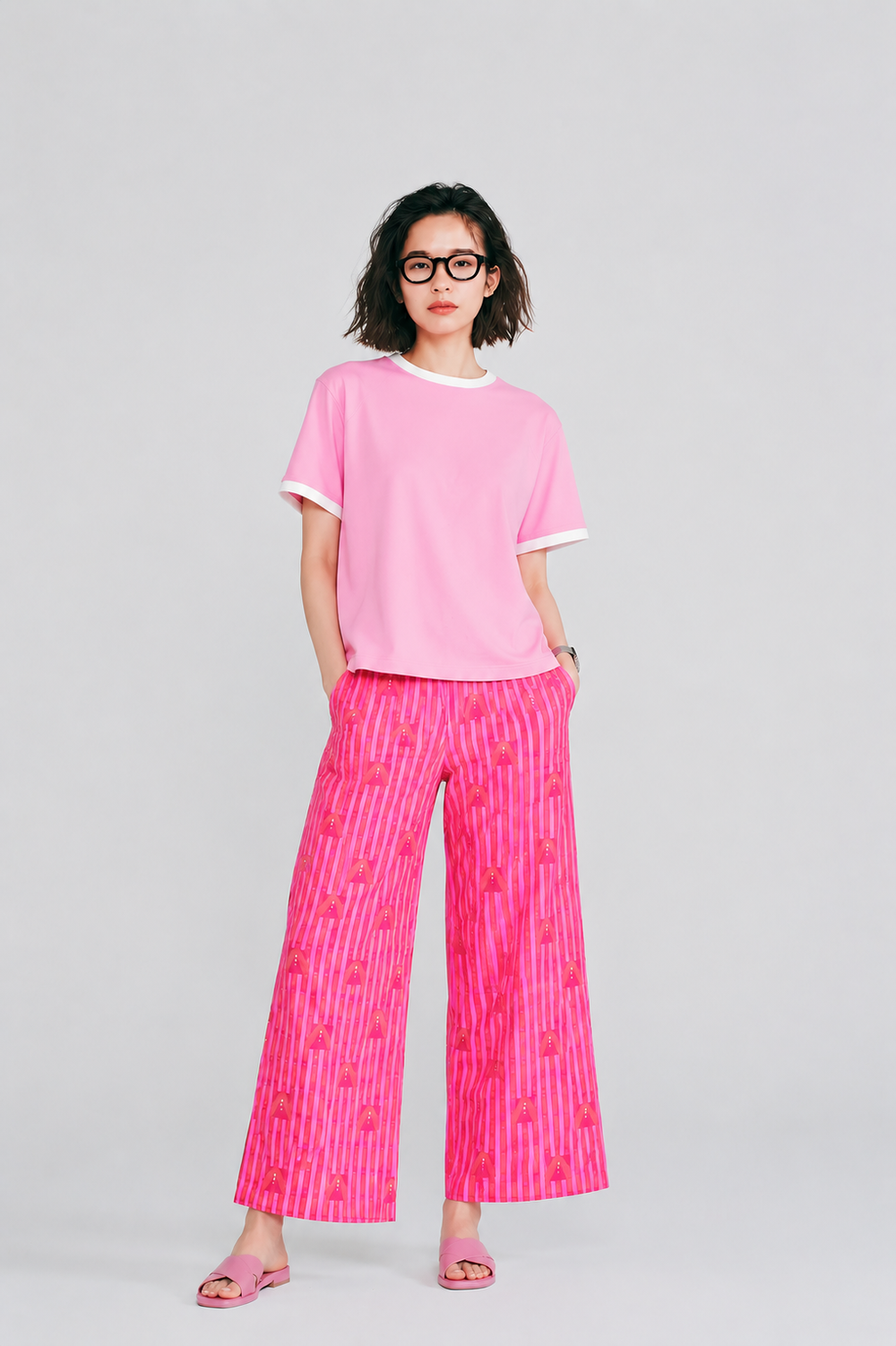 Women Loungewear Barbie Street Wide Leg Pajamas | 100% Cotton