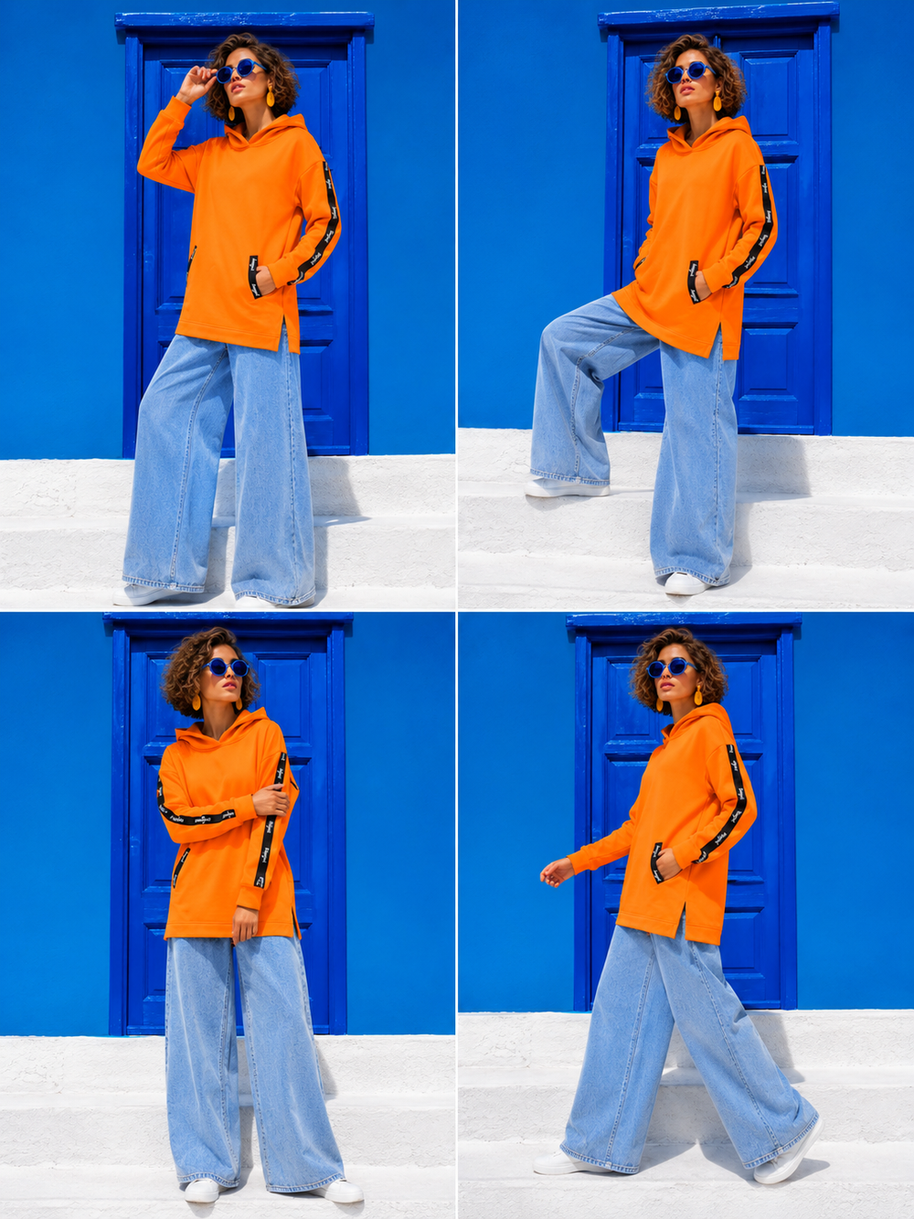 Women Oversized  Long Hoodie | Orange