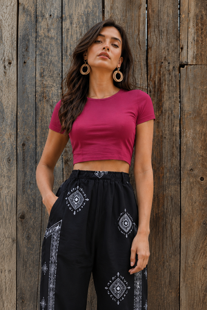 Womens  Crop Top - Hot Pink