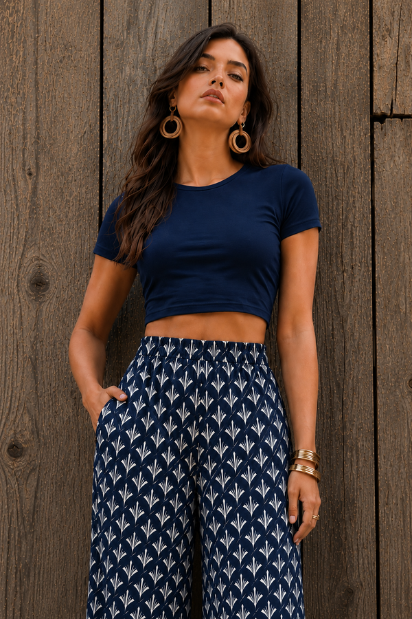 Womens  Crop Top - Navy