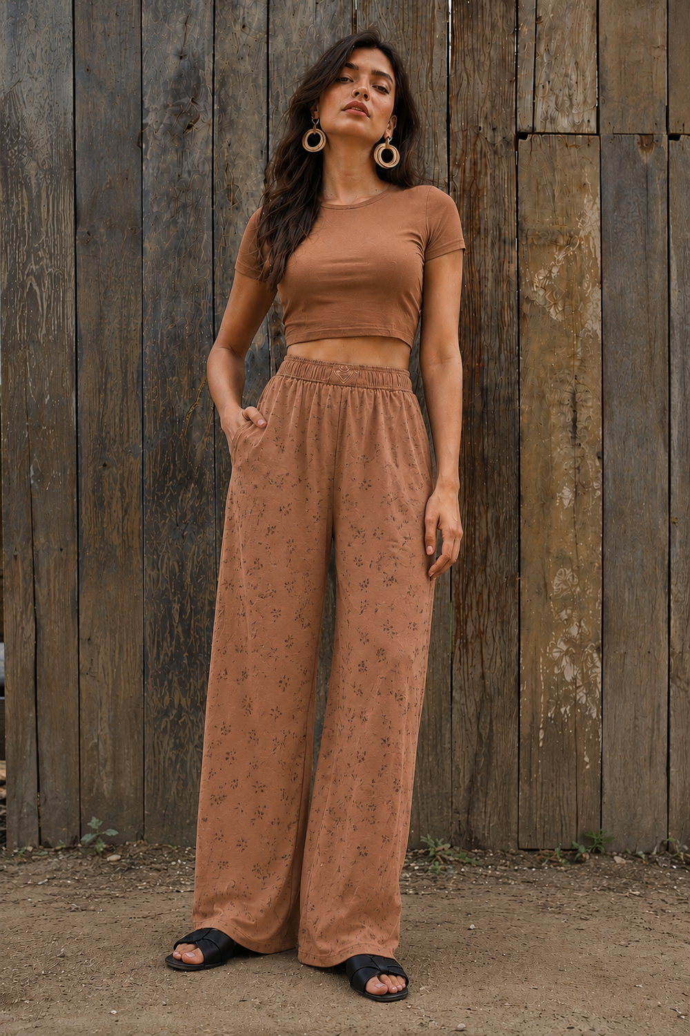 Womens  Crop Top - Camel Brwon