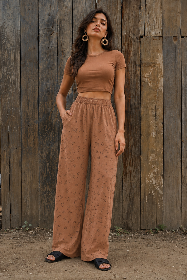 Womens  Crop Top - Camel Brwon