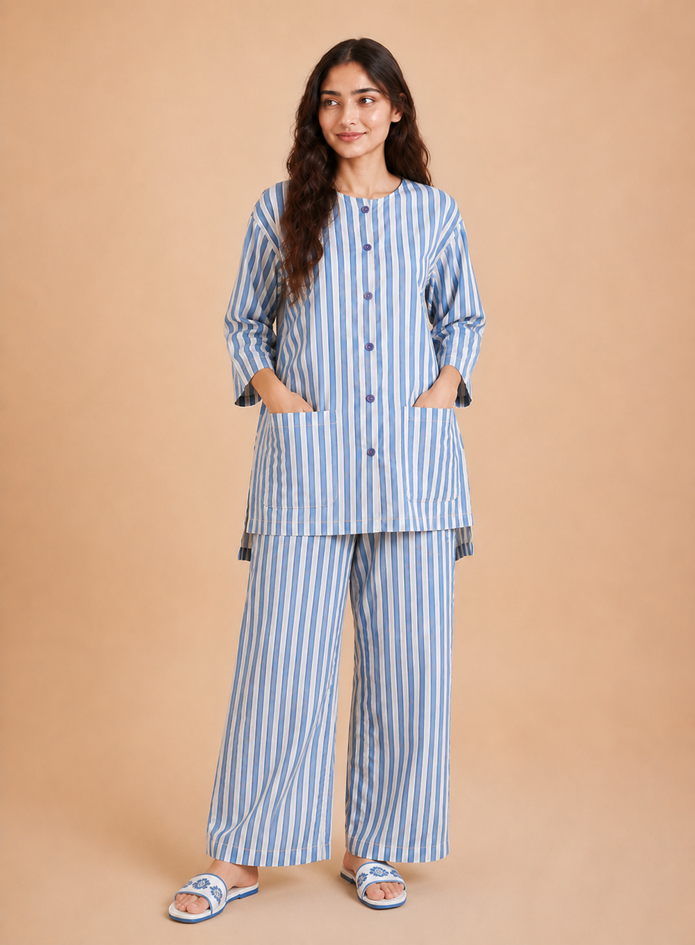 Women's Sleepwear Suit - Blue Stripe
