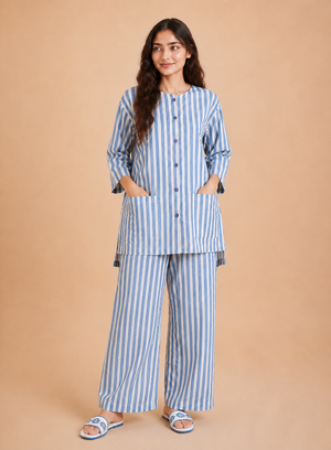 Women's Sleepwear Suit - Blue Stripe