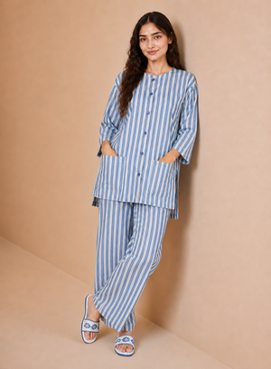 Women's Sleepwear Suit - Blue Stripe