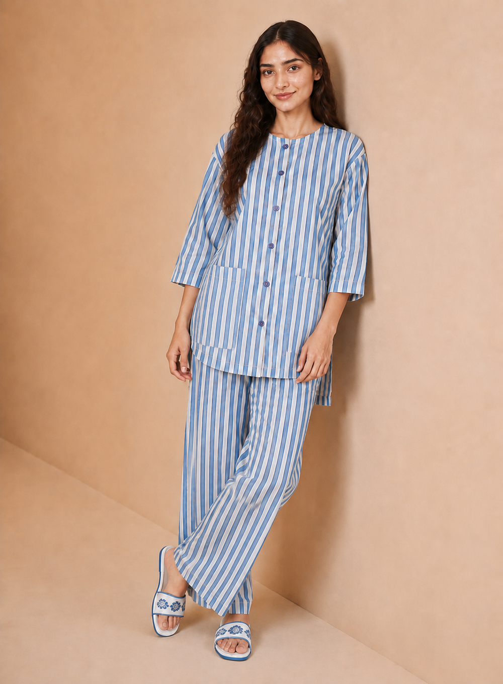Women's Sleepwear Suit - Blue Stripe