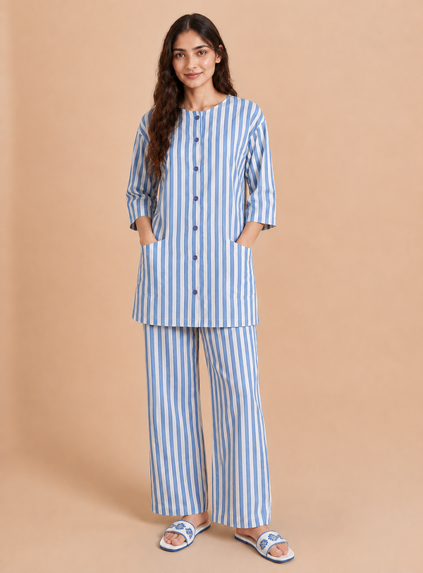 Women's Sleepwear Suit - Blue Stripe