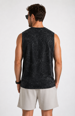 Signature Washed Tank Top | Black |