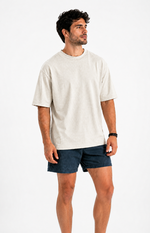 Vintage Textured Oversized Tee – Dust Off White
