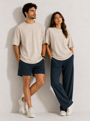 Vintage Textured Oversized Tee – Dust Off White