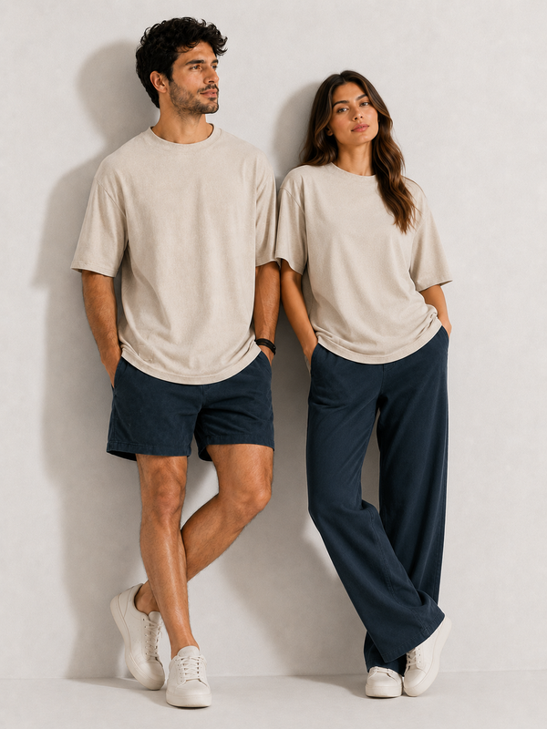Vintage Textured Oversized Tee – Dust Off White