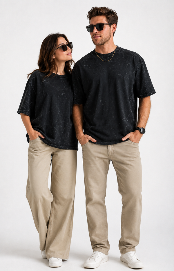 Over Size - Signature Washed Tee | Black |
