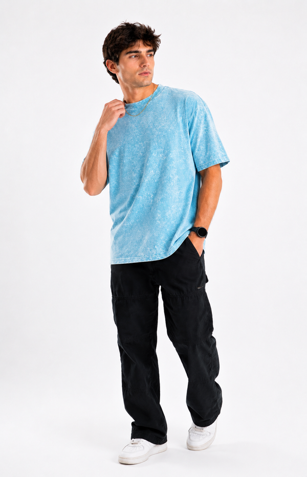 Vintage Sky Blue Oversized Tee
