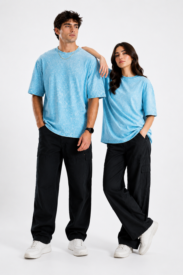 Vintage Sky Blue Oversized Tee
