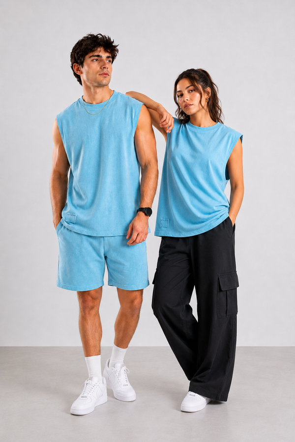 Vintage Sky Blue Oversized Tank