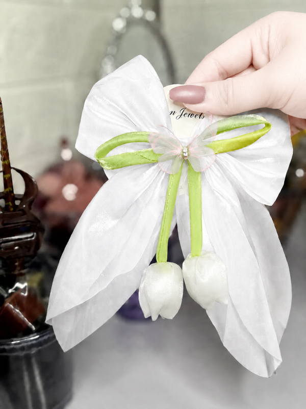 Fashion Tulip White hair bow Clip