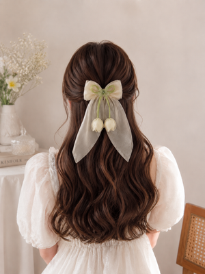 Fashion Tulip beige hair bow Clip