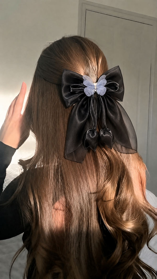 Fashion Tulip Black hair bow Clip