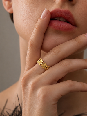 Floral Blossom Adjustable Ring