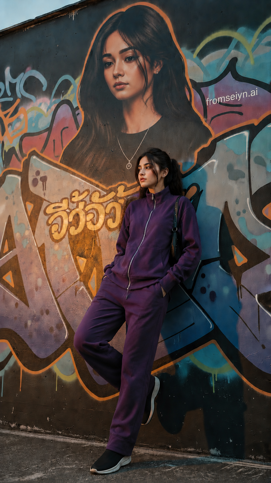 Women Loungewear Zipper Coord Set - Plum