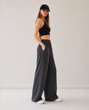 Jersey Wide Leg  Pajama - Charcoal