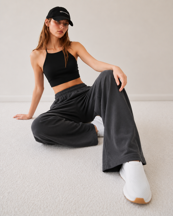 Jersey Wide Leg  Pajama - Charcoal