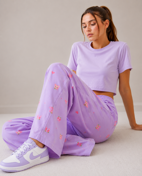Women Loungewear Hotel Key Wide Leg Pajamas | 100% Cotton