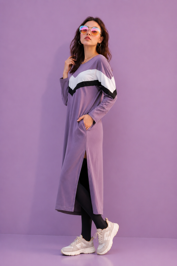 Women Long Top - Zig Zag