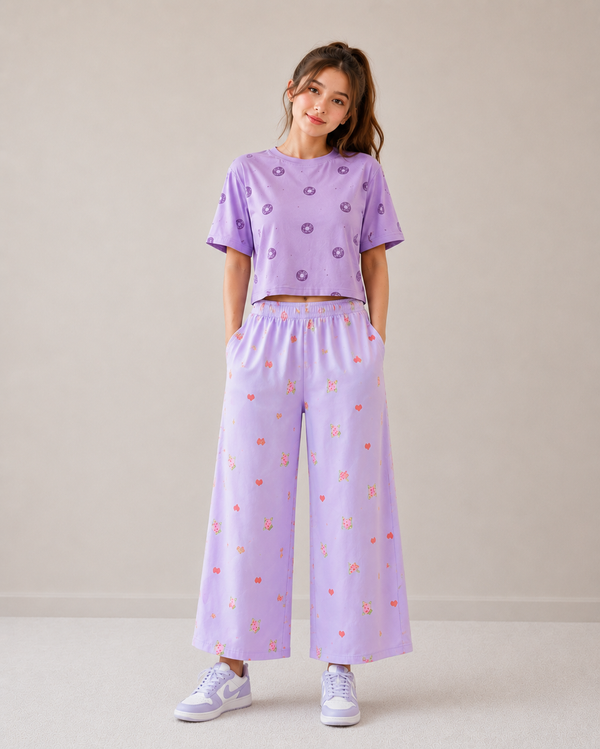 Women Loungewear Hotel Key Wide Leg Pajamas | 100% Cotton