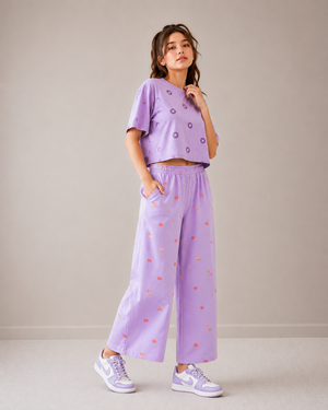 Women Loungewear Hotel Key Wide Leg Pajamas | 100% Cotton