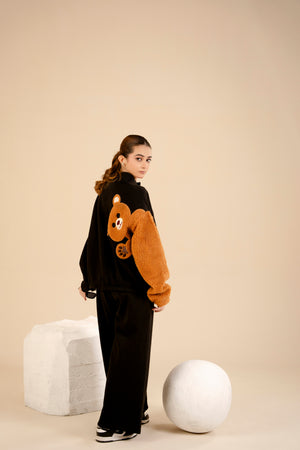 Women Zipper | Cute Teddy Bear | Black