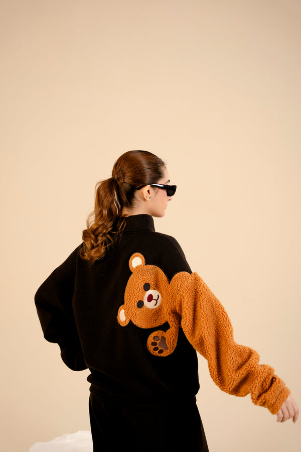 Women Zipper | Cute Teddy Bear | Black